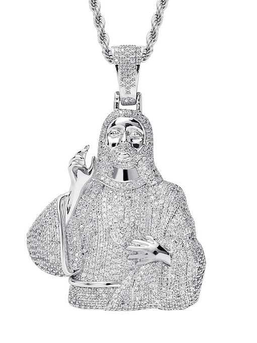 Brass Cubic Zirconia Religious Hip Hop Necklace