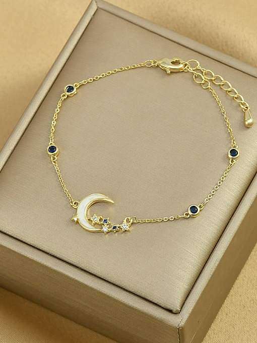 Brass Cubic Zirconia Moon Dainty Bracelet