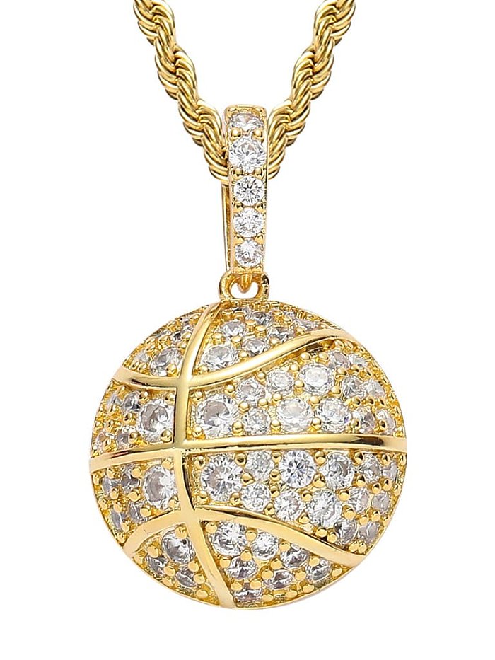 Collier Hip Hop Rond en Laiton Cubic Zirconia