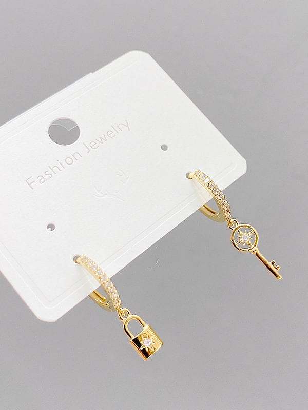 Brass Cubic Zirconia Geometric Minimalist Huggie Earring