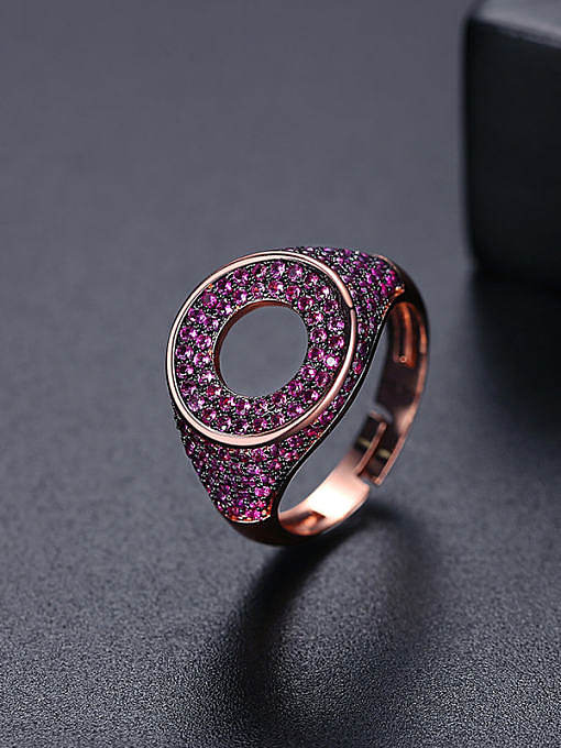 Brass Cubic Zirconia Round Hip Hop Band Ring