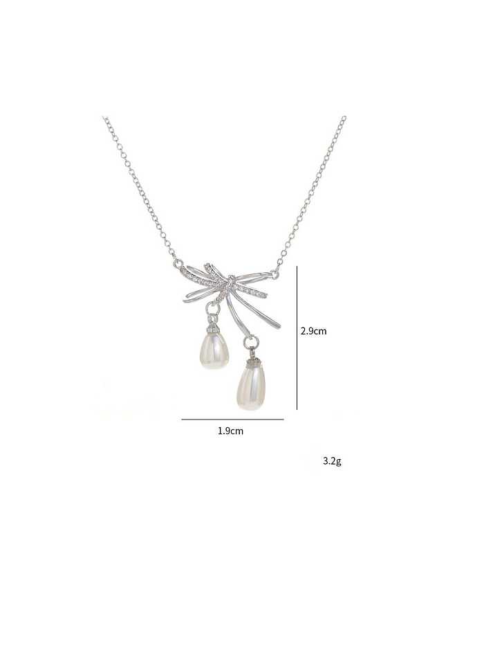 Brass Cubic Zirconia Bowknot Dainty Necklace