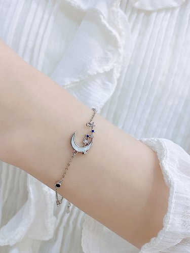 Brass Cubic Zirconia Moon Dainty Bracelet