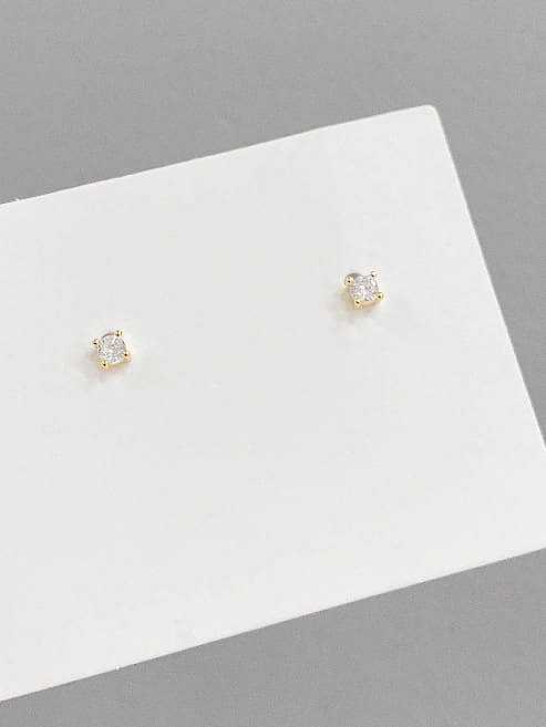Brass Cubic Zirconia Bowknot Minimalist Stud Earring