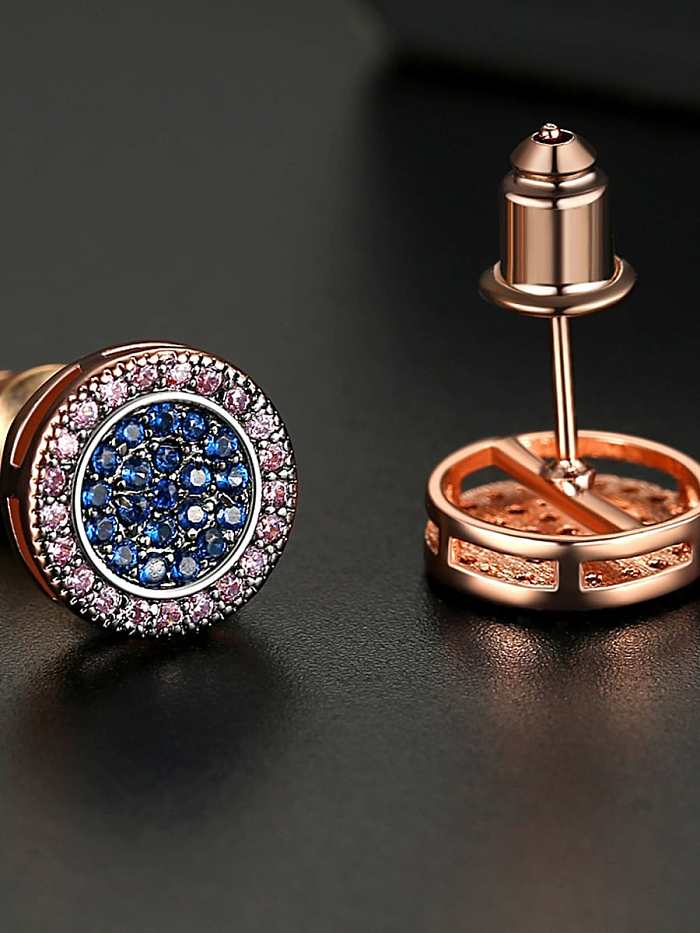 Copper Cubic Zirconia Round Hip Hop Stud Earring