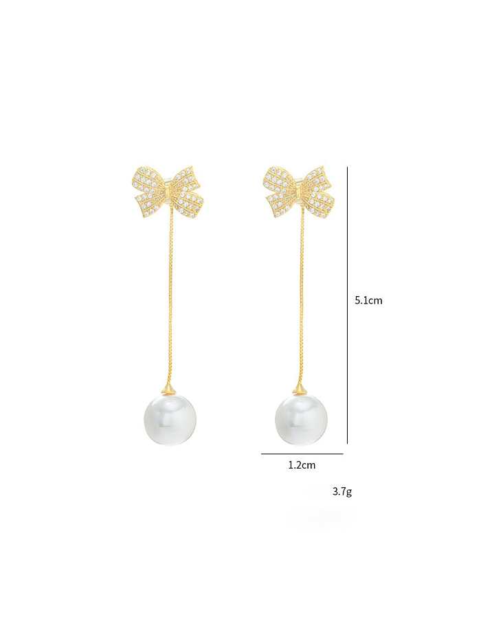 Brass Imitation Pearl Geometric Dainty Drop Earring