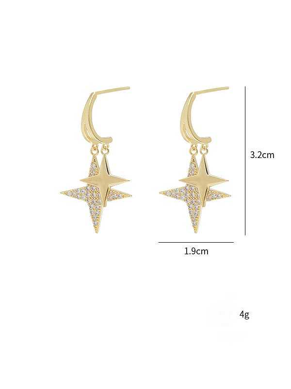 Brass Cubic Zirconia Star Dainty Drop Earring
