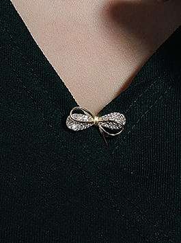 Brass Cubic Zirconia Bowknot Cute Brooch
