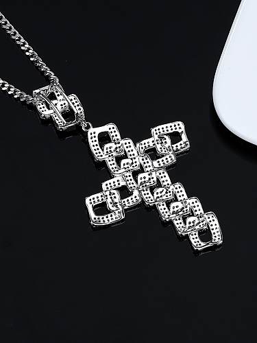 Latón Cubic Zirconia Cross Hip Hop Regligious Collar
