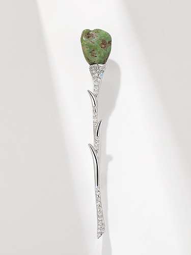Broche vintage de flor de cristal de latón