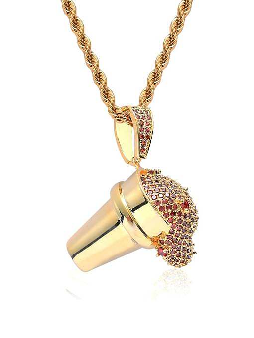 Brass Cubic Zirconia Ice Cream Hip Hop Necklace