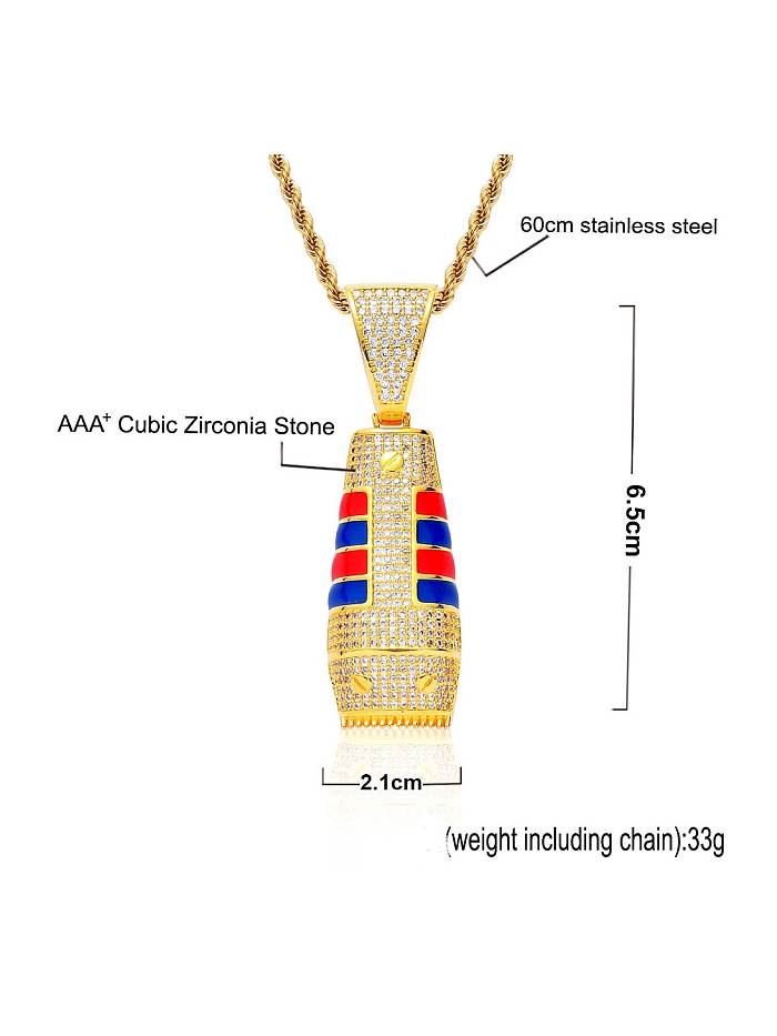 Brass Cubic Zirconia Shaver Hip Hop Necklace