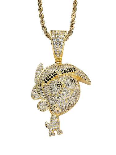 Brass Cubic Zirconia Anime Fighting Family Hip Hop Necklace