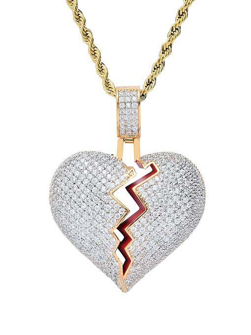 Brass Cubic Zirconia Heart Dainty Necklace