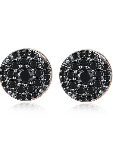 Copper Cubic Zirconia Round Hip Hop Stud Earring