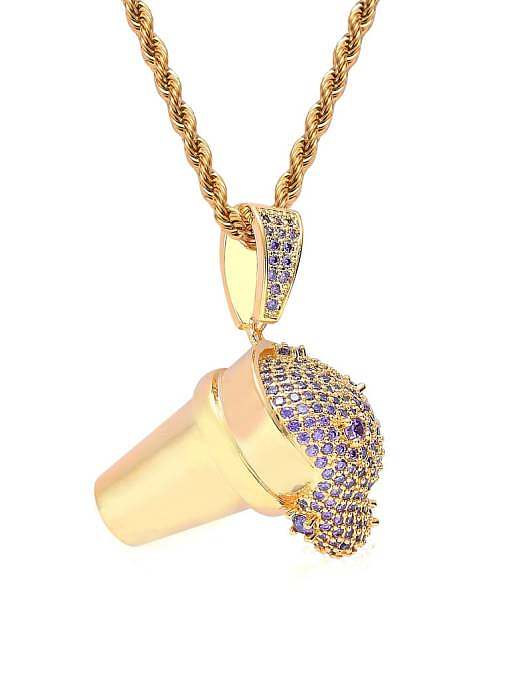 Brass Cubic Zirconia Ice Cream Hip Hop Necklace