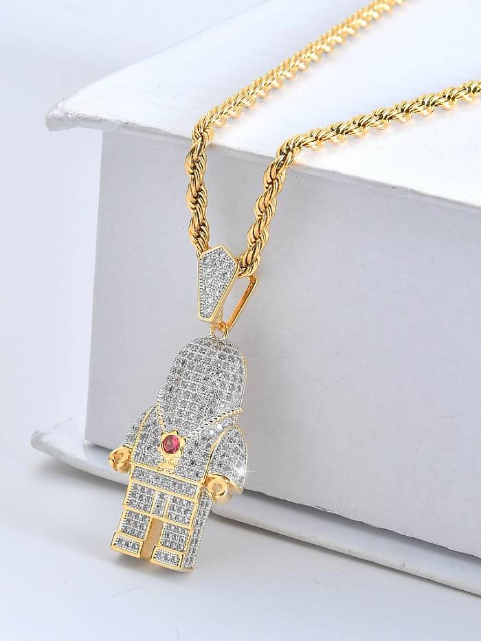 Brass Cubic Zirconia Astronaut Hip Hop Necklace