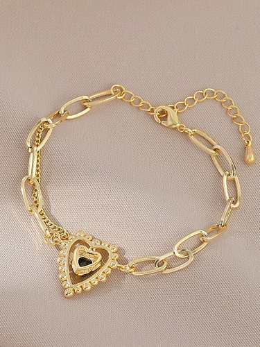 Brass Cubic Zirconia Black Heart Trend Bracelet