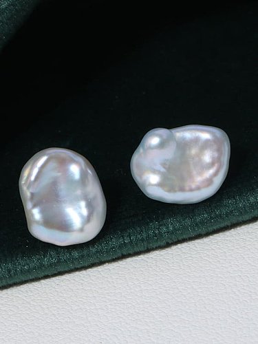 Brass Freshwater Pearl Irregular Minimalist Stud Earring