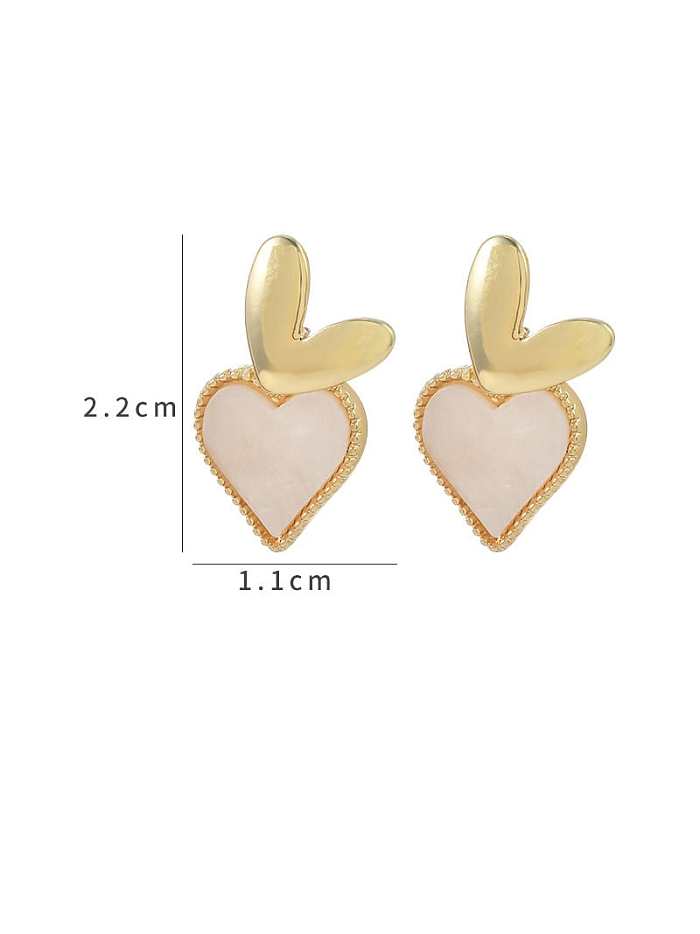 Brass Enamel Heart Dainty Stud Earring