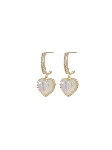 Brass Cubic Zirconia Heart Dainty Drop Earring