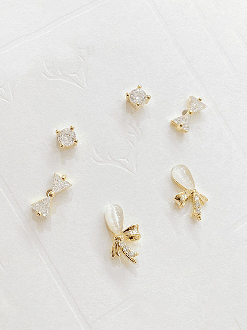 Brass Cubic Zirconia Bowknot Minimalist Stud Earring