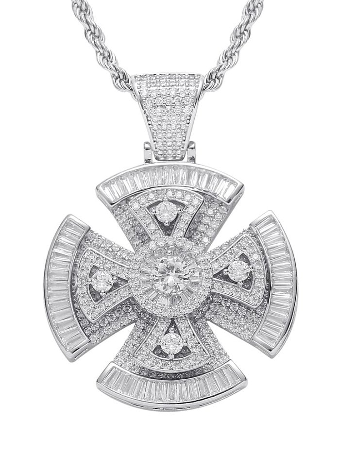 Brass Cubic Zirconia Round Hip Hop Necklace
