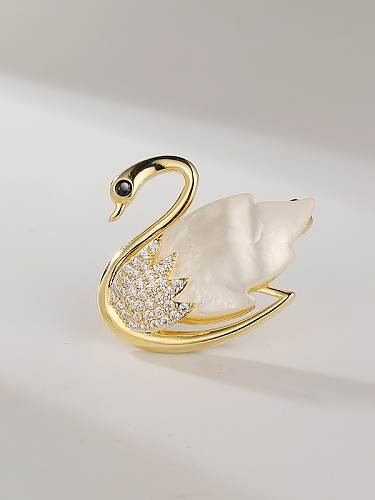 Brass Shell Swan Trend Brooch