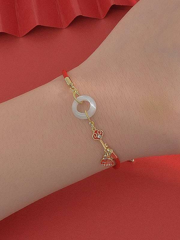 Brass Cubic Zirconia Enamel Geometric Dainty Adjustable Bracelet