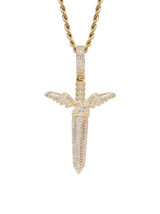 Collar de hip hop con cruz de circonita cúbica de latón