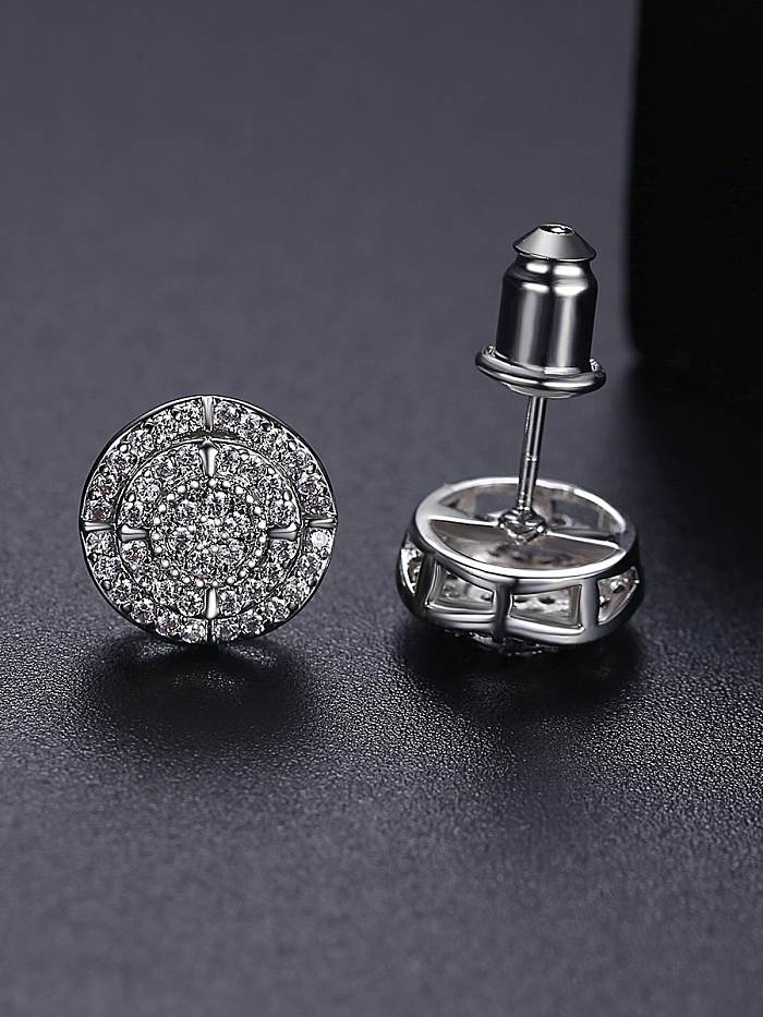 Brass Cubic Zirconia Geometric Hip Hop Stud Earring