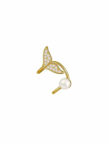 Brass Cubic Zirconia Geometric Dainty Clip Earring