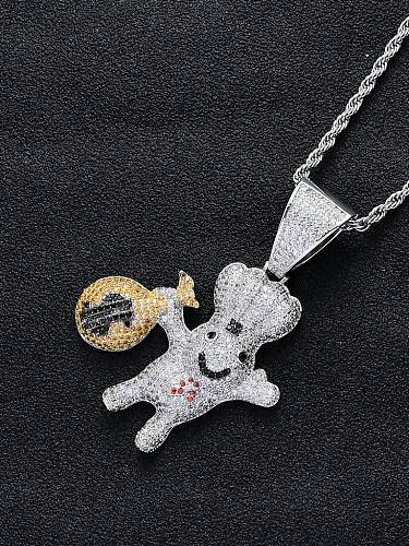 Latón Cubic ZirconiaMoneybag Fuwa Hip Hop Collar