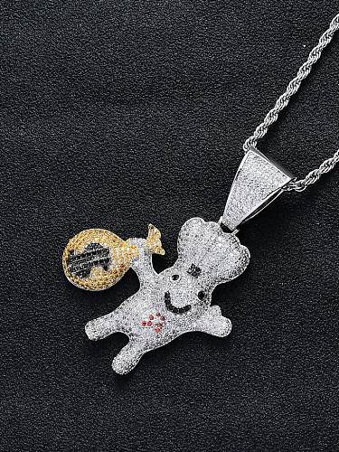 Brass Cubic ZirconiaMoneybag Fuwa Hip Hop Necklace