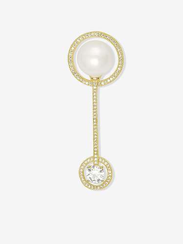 Broche minimalista redondo de perla de imitación de latón