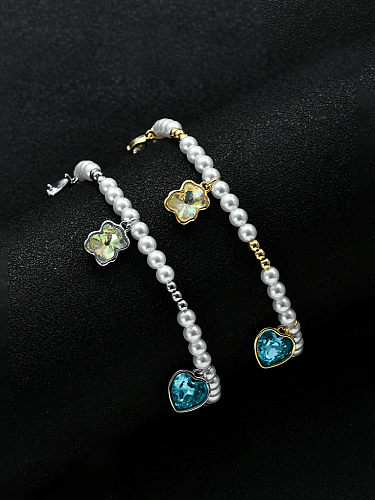 Brass Imitation Pearl Geometric Minimalist Bracelet