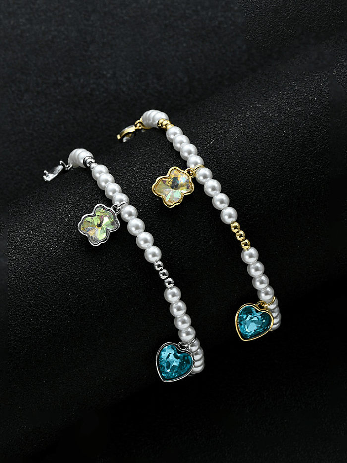 Pulsera minimalista geométrica de perlas de imitación de latón
