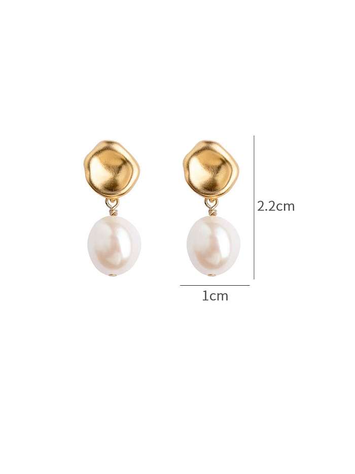Brass Imitation Pearl Water Drop Dainty Stud Earring