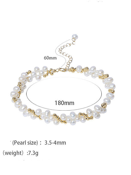 Brass Freshwater Pearl Flower Vintage Beaded Bracelet
