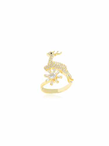 Brass Cubic Zirconia Deer Trend Band Ring