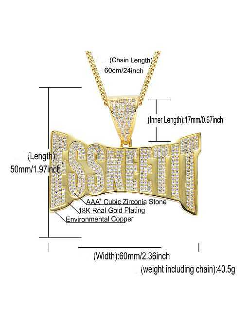 Brass Cubic Zirconia Letter Hip Hop Necklace