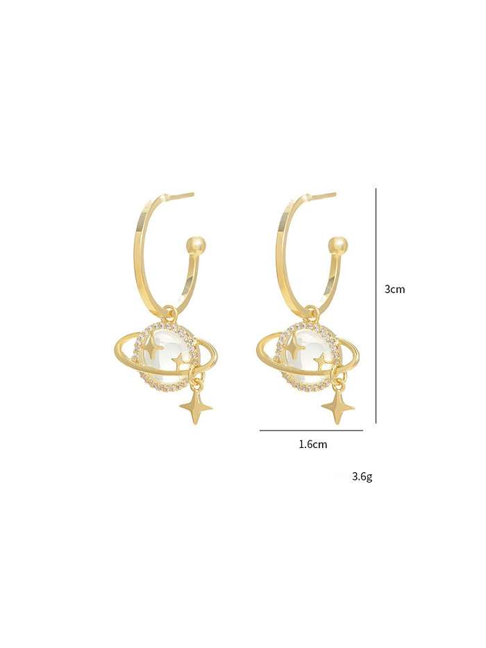 Brass Cubic Zirconia Star Trend Drop Earring