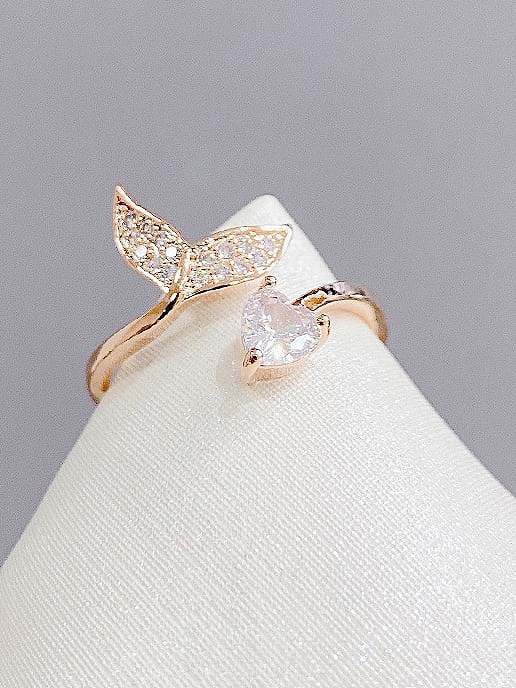 Brass Cubic Zirconia Heart Dainty Band Ring