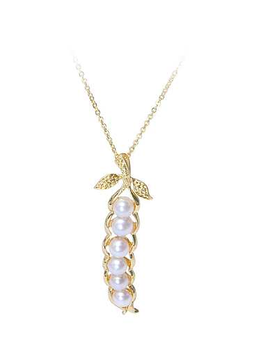 Brass Freshwater Pearl Irregular Artisan pea Pendant Necklace