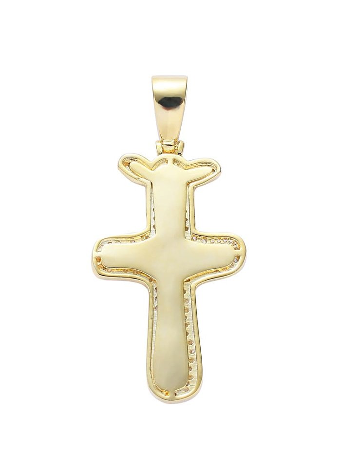 Brass Cubic Zirconia Cross Hip Hop Necklace