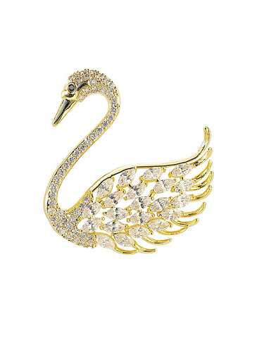 Brass Cubic Zirconia Swan Luxury Brooch