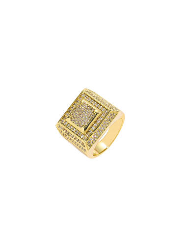 Brass Cubic Zirconia Geometric Dainty Band Ring
