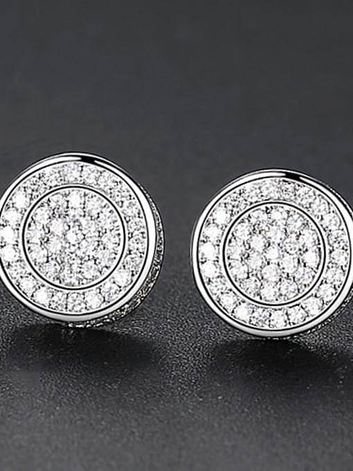 Copper Cubic Zirconia Round Hip Hop Stud Earring