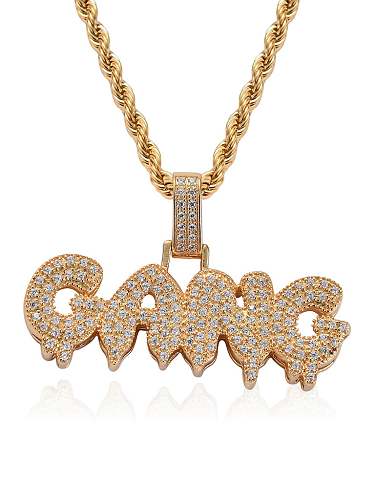 Collier Tendance Lettre Cubic Zirconia Laiton