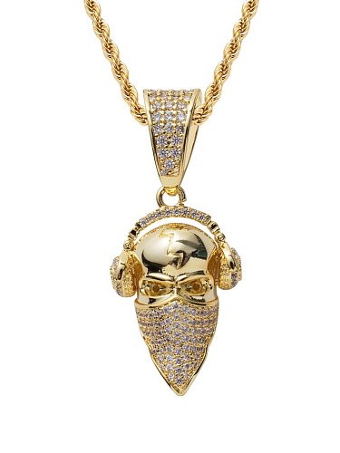 Brass Cubic Zirconia Avatar Hip Hop Necklace